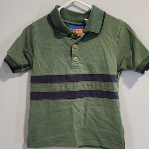 Classic Green Polo with Navy Stripes